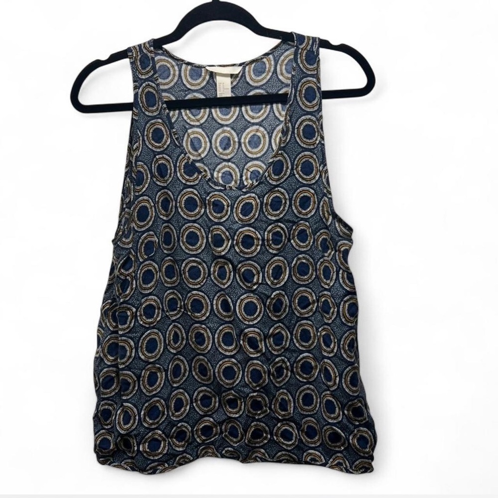 H&M Blue and Gold Circle Pattern Tank Top